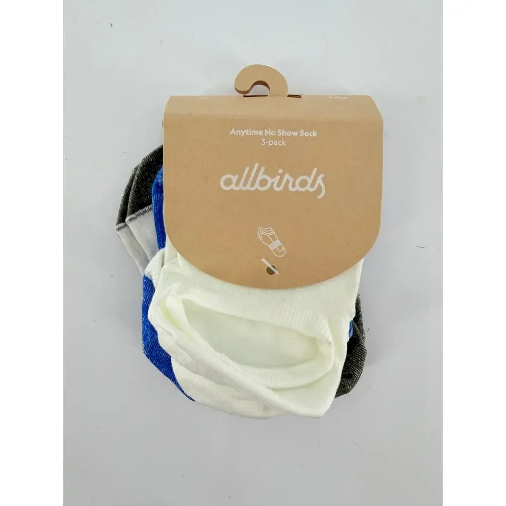 Allbirds Anytime No Show Sock 3-Pack Small NWT White / Blz Blue / Blz Green